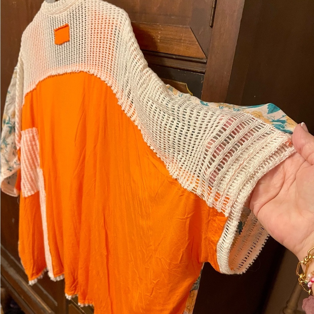POL Orange and Cream Knit Top - Picture 7 of 7